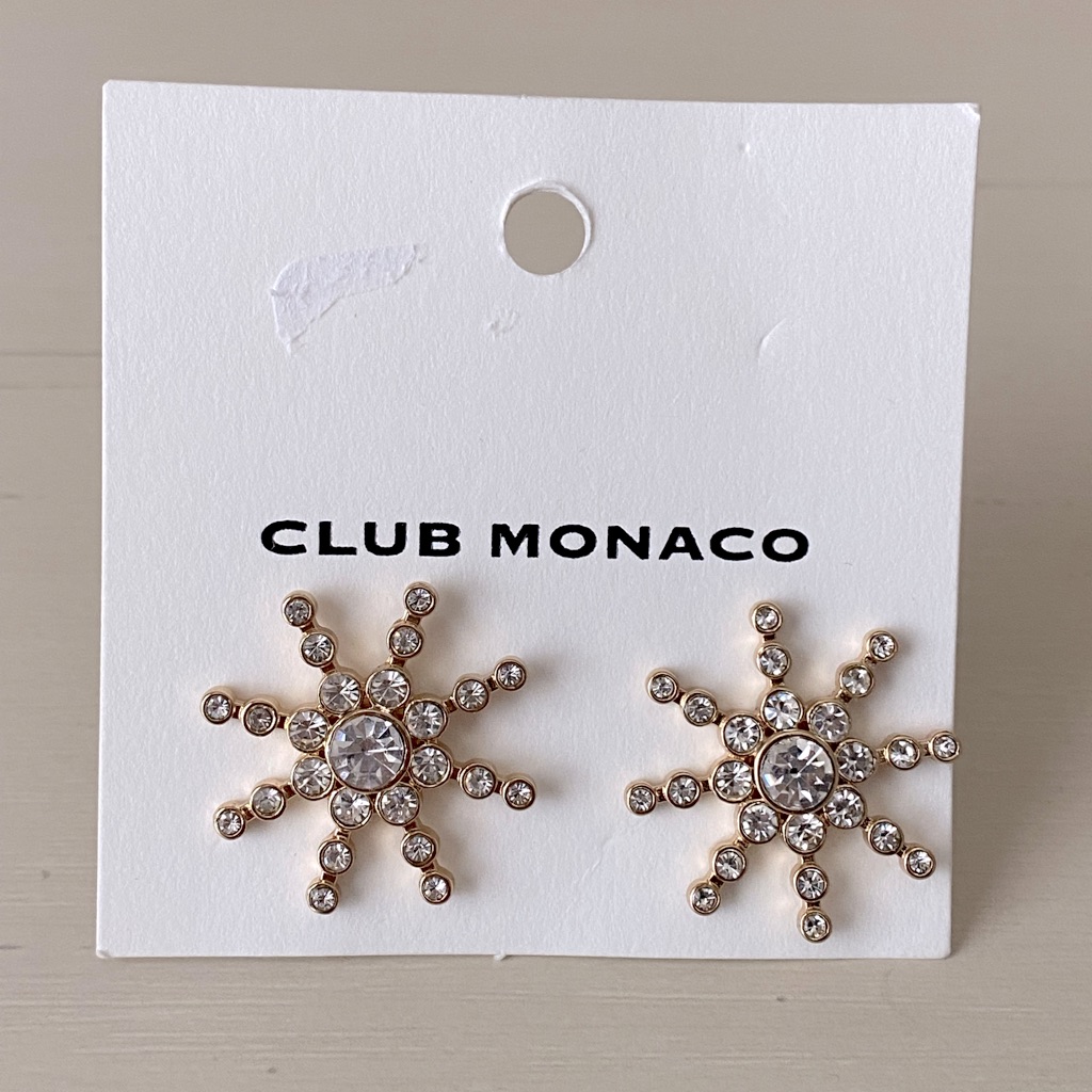 Nwt Club Monaco Star Post/ Snowflake Gold Bijoux Earrings